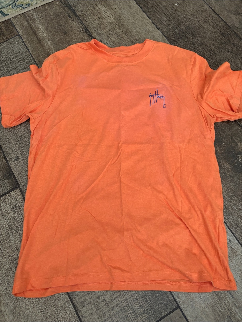 Guy Harvey Short Sleeve Crewneck Tee in Bright Orange with Small Chest Logo